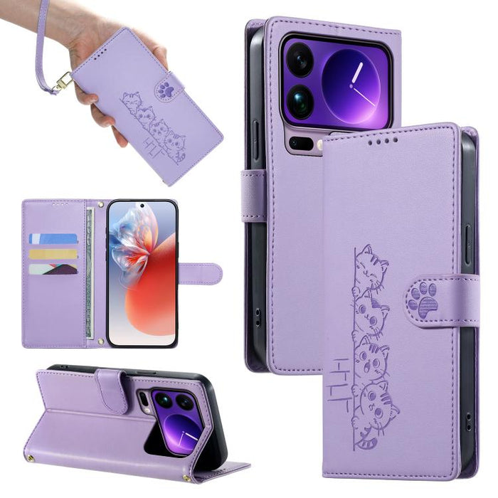 Funda para teléfono de piel vegana con cierre magnético y diseño de lindos gatos., For Xiaomi 17 Max, For Xiaomi 17T Pro 5G, For Xiaomi 17T 5G, For Xiaomi Poco X8 Pro Max / Redmi Turbo 5 Max, For Xiaomi Poco X8 Pro 5G / Redmi Turbo 5 5G                ...