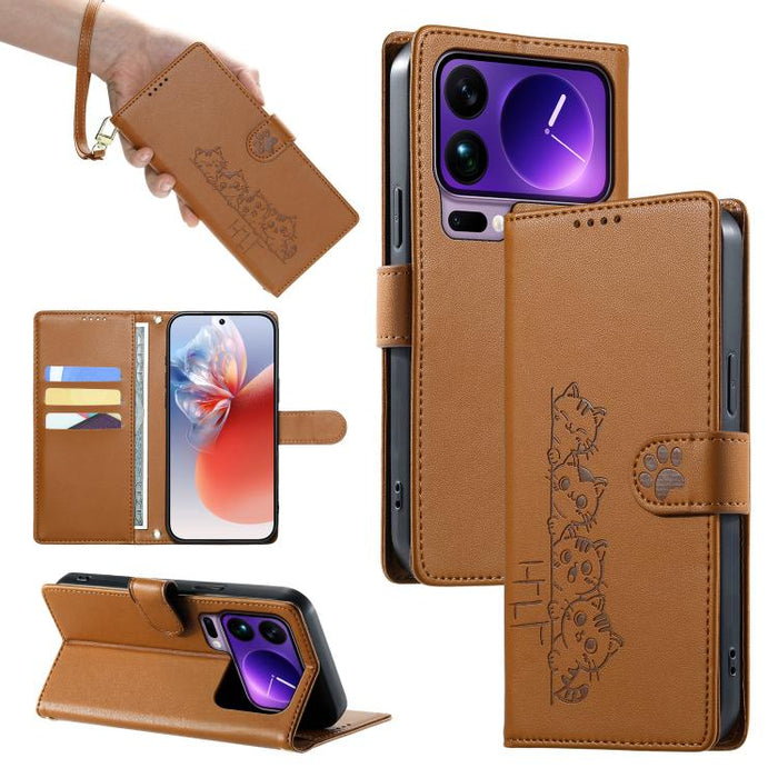 Funda para teléfono de piel vegana con cierre magnético y diseño de lindos gatos., For Xiaomi 17 Max, For Xiaomi 17T Pro 5G, For Xiaomi 17T 5G, For Xiaomi Poco X8 Pro Max / Redmi Turbo 5 Max, For Xiaomi Poco X8 Pro 5G / Redmi Turbo 5 5G                ...