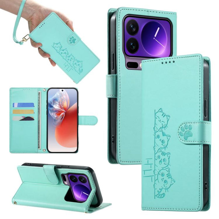 Funda para teléfono de piel vegana con cierre magnético y diseño de lindos gatos., For Xiaomi 17 Max, For Xiaomi 17T Pro 5G, For Xiaomi 17T 5G, For Xiaomi Poco X8 Pro Max / Redmi Turbo 5 Max, For Xiaomi Poco X8 Pro 5G / Redmi Turbo 5 5G                ...