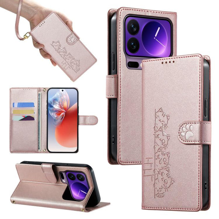 Funda para teléfono de piel vegana con cierre magnético y diseño de lindos gatos., For Xiaomi 17 Max, For Xiaomi 17T Pro 5G, For Xiaomi 17T 5G, For Xiaomi Poco X8 Pro Max / Redmi Turbo 5 Max, For Xiaomi Poco X8 Pro 5G / Redmi Turbo 5 5G                ...