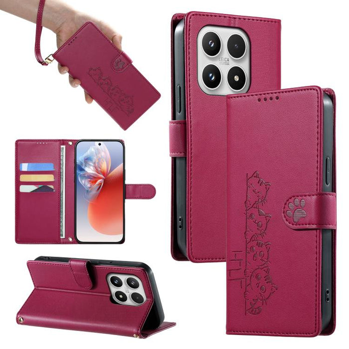 Funda para teléfono de piel vegana con cierre magnético y diseño de lindos gatos., For Xiaomi 17 Max, For Xiaomi 17T Pro 5G, For Xiaomi 17T 5G, For Xiaomi Poco X8 Pro Max / Redmi Turbo 5 Max, For Xiaomi Poco X8 Pro 5G / Redmi Turbo 5 5G                ...