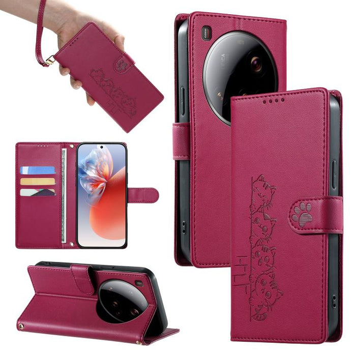 Funda para teléfono de piel vegana con cierre magnético y diseño de lindos gatos., For Xiaomi 15 Ultra, For Xiaomi Poco X7 Pro / Redmi Turbo 4, For Xiaomi 15 Pro, For Xiaomi 15, For Xiaomi 14T Pro, For Xiaomi 14T, For Xiaomi Poco F6 / Redmi Turbo 3