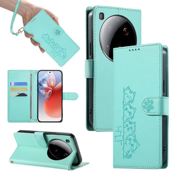 Funda para teléfono de piel vegana con cierre magnético y diseño de lindos gatos., For Xiaomi 15 Ultra, For Xiaomi Poco X7 Pro / Redmi Turbo 4, For Xiaomi 15 Pro, For Xiaomi 15, For Xiaomi 14T Pro, For Xiaomi 14T, For Xiaomi Poco F6 / Redmi Turbo 3