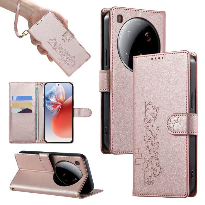 Funda para teléfono de piel vegana con cierre magnético y diseño de lindos gatos., For Xiaomi 15 Ultra, For Xiaomi Poco X7 Pro / Redmi Turbo 4, For Xiaomi 15 Pro, For Xiaomi 15, For Xiaomi 14T Pro, For Xiaomi 14T, For Xiaomi Poco F6 / Redmi Turbo 3