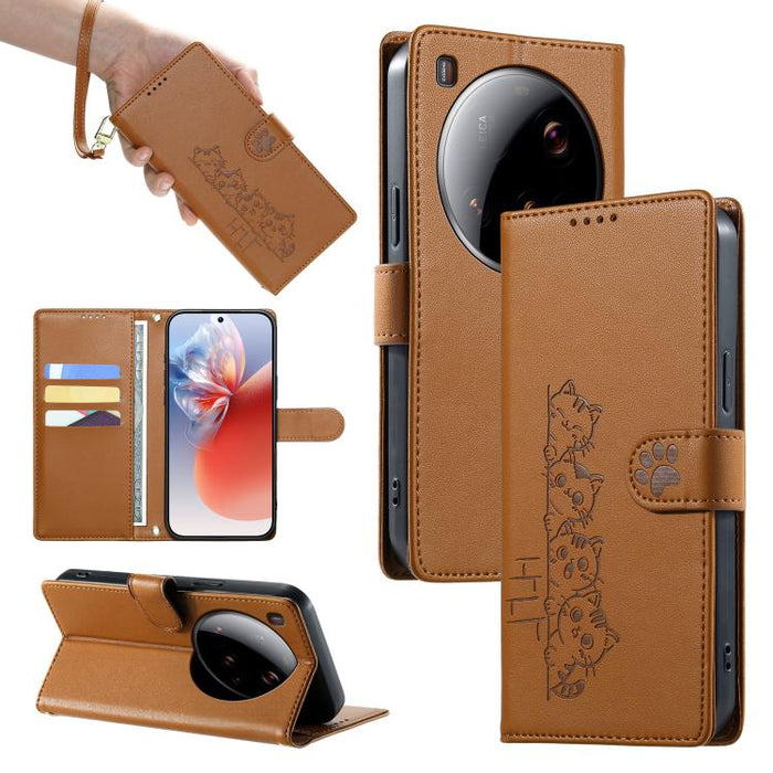 Funda para teléfono de piel vegana con cierre magnético y diseño de lindos gatos., For Xiaomi 15 Ultra, For Xiaomi Poco X7 Pro / Redmi Turbo 4, For Xiaomi 15 Pro, For Xiaomi 15, For Xiaomi 14T Pro, For Xiaomi 14T, For Xiaomi Poco F6 / Redmi Turbo 3
