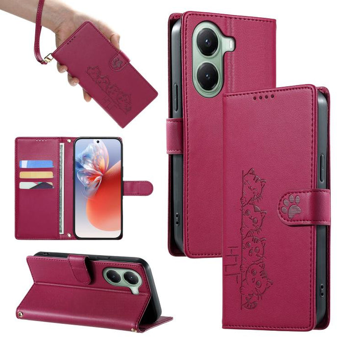 Funda para teléfono de piel vegana con cierre magnético y diseño de lindos gatos., For Xiaomi 15 Ultra, For Xiaomi Poco X7 Pro / Redmi Turbo 4, For Xiaomi 15 Pro, For Xiaomi 15, For Xiaomi 14T Pro, For Xiaomi 14T, For Xiaomi Poco F6 / Redmi Turbo 3