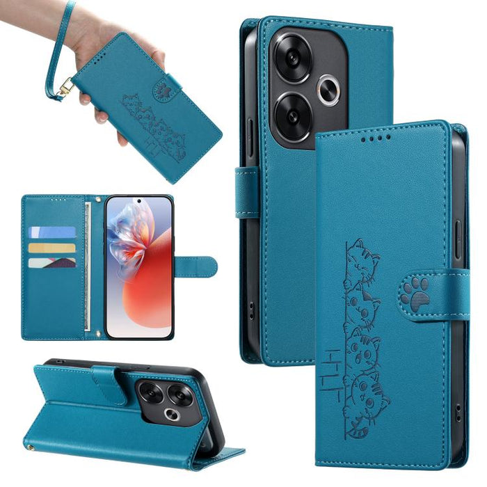 Funda para teléfono de piel vegana con cierre magnético y diseño de lindos gatos., For Xiaomi 15 Ultra, For Xiaomi Poco X7 Pro / Redmi Turbo 4, For Xiaomi 15 Pro, For Xiaomi 15, For Xiaomi 14T Pro, For Xiaomi 14T, For Xiaomi Poco F6 / Redmi Turbo 3