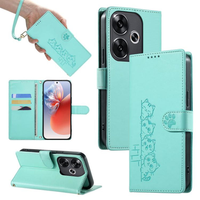 Funda para teléfono de piel vegana con cierre magnético y diseño de lindos gatos., For Xiaomi 15 Ultra, For Xiaomi Poco X7 Pro / Redmi Turbo 4, For Xiaomi 15 Pro, For Xiaomi 15, For Xiaomi 14T Pro, For Xiaomi 14T, For Xiaomi Poco F6 / Redmi Turbo 3