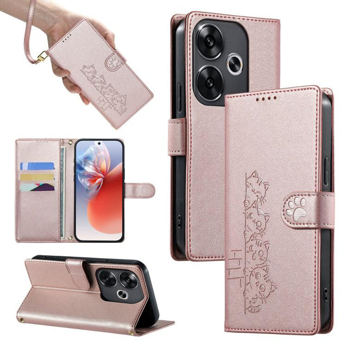 Funda para teléfono de piel vegana con cierre magnético y diseño de lindos gatos., For Xiaomi 15 Ultra, For Xiaomi Poco X7 Pro / Redmi Turbo 4, For Xiaomi 15 Pro, For Xiaomi 15, For Xiaomi 14T Pro, For Xiaomi 14T, For Xiaomi Poco F6 / Redmi Turbo 3