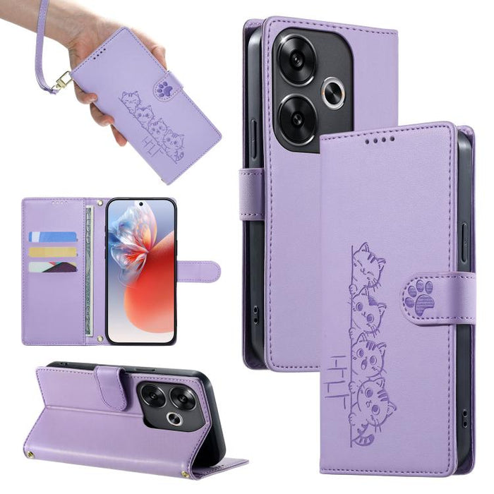 Funda para teléfono de piel vegana con cierre magnético y diseño de lindos gatos., For Xiaomi 15 Ultra, For Xiaomi Poco X7 Pro / Redmi Turbo 4, For Xiaomi 15 Pro, For Xiaomi 15, For Xiaomi 14T Pro, For Xiaomi 14T, For Xiaomi Poco F6 / Redmi Turbo 3