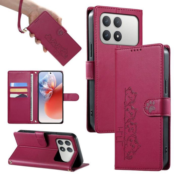 Funda para teléfono de piel vegana con cierre magnético y diseño de lindos gatos., For Xiaomi 17 Max, For Xiaomi 17T Pro 5G, For Xiaomi 17T 5G, For Xiaomi Poco X8 Pro Max / Redmi Turbo 5 Max, For Xiaomi Poco X8 Pro 5G / Redmi Turbo 5 5G                ...