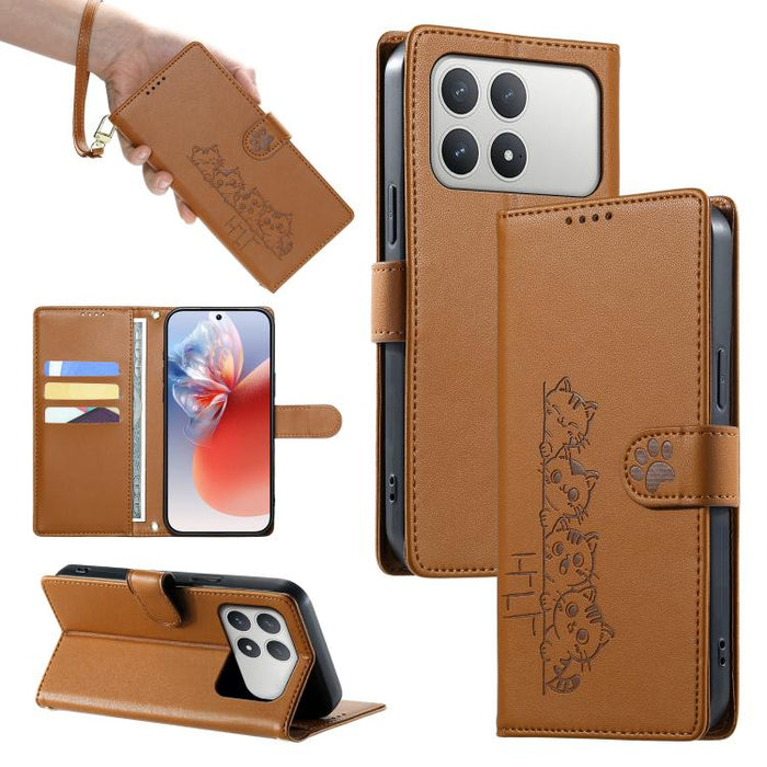 Funda para teléfono de piel vegana con cierre magnético y diseño de lindos gatos., For Xiaomi 17 Max, For Xiaomi 17T Pro 5G, For Xiaomi 17T 5G, For Xiaomi Poco X8 Pro Max / Redmi Turbo 5 Max, For Xiaomi Poco X8 Pro 5G / Redmi Turbo 5 5G                ...