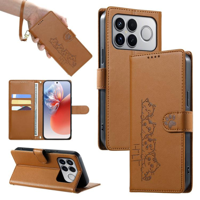 Funda para teléfono de piel vegana con cierre magnético y diseño de lindos gatos., For Xiaomi 17 Max, For Xiaomi 17T Pro 5G, For Xiaomi 17T 5G, For Xiaomi Poco X8 Pro Max / Redmi Turbo 5 Max, For Xiaomi Poco X8 Pro 5G / Redmi Turbo 5 5G                ...