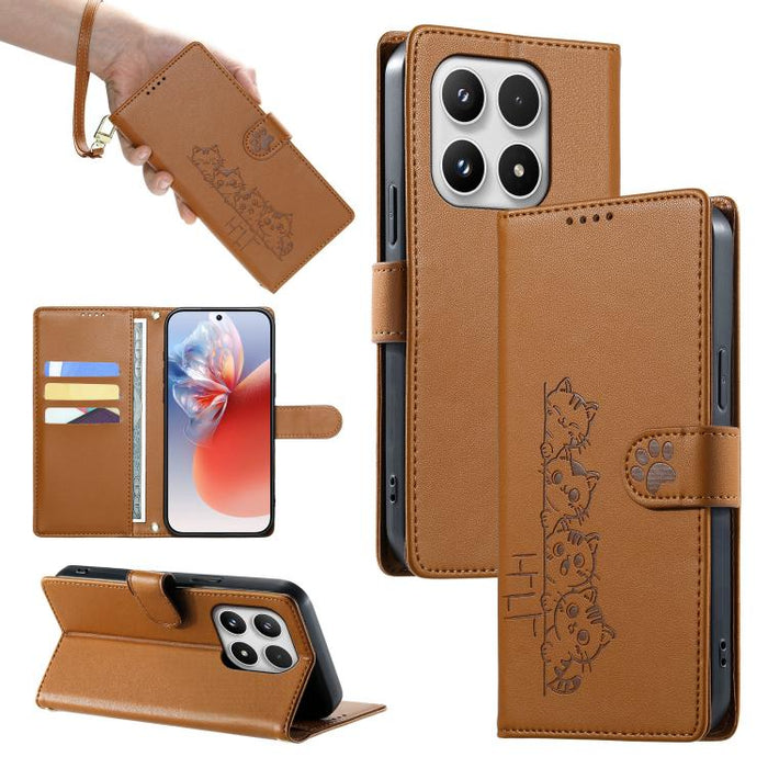 Funda para teléfono de piel vegana con cierre magnético y diseño de lindos gatos., For Xiaomi 17 Max, For Xiaomi 17T Pro 5G, For Xiaomi 17T 5G, For Xiaomi Poco X8 Pro Max / Redmi Turbo 5 Max, For Xiaomi Poco X8 Pro 5G / Redmi Turbo 5 5G                ...