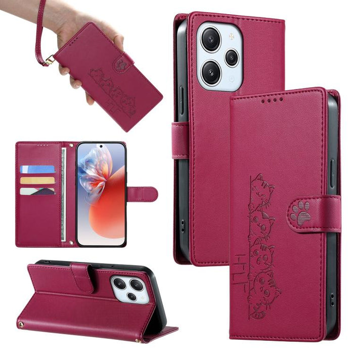Funda para teléfono de piel vegana con cierre magnético y diseño de lindos gatos., For Redmi Note 14 Pro 5G / Note 14 Pro+ 5G, For Redmi K70 Ultra, For Redmi 13 / Note 13R / Poco M6 4G, For Redmi K70 / K70 Pro / Poco F6 Pro, For Redmi A3 / Xiaomi Poco ...