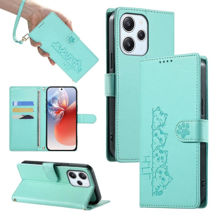Funda para teléfono de piel vegana con cierre magnético y diseño de lindos gatos., For Redmi Note 14 Pro 5G / Note 14 Pro+ 5G, For Redmi K70 Ultra, For Redmi 13 / Note 13R / Poco M6 4G, For Redmi K70 / K70 Pro / Poco F6 Pro, For Redmi A3 / Xiaomi Poco ...