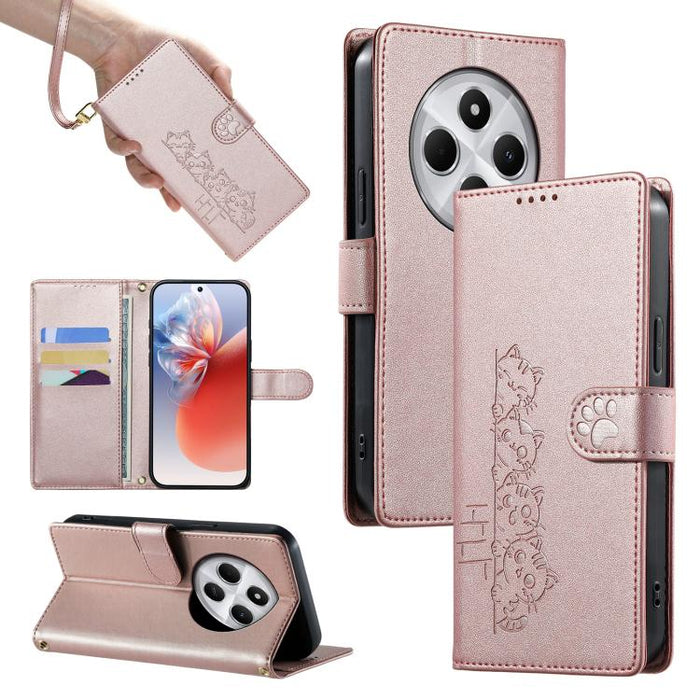 Funda para teléfono de piel vegana con cierre magnético y diseño de lindos gatos., For Redmi A7 Pro 171mm / Poco C85x 5G, For Redmi 15a 5G, For Redmi Note 15 Pro+ 5G 163.3mm / Poco M8 Pro 5G, For Redmi Note 15 4G / 5G Global 164mm / Poco M8 5G         ...