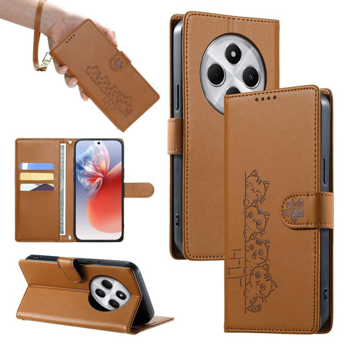 Funda para teléfono de piel vegana con cierre magnético y diseño de lindos gatos., For Redmi A7 Pro 171mm / Poco C85x 5G, For Redmi 15a 5G, For Redmi Note 15 Pro+ 5G 163.3mm / Poco M8 Pro 5G, For Redmi Note 15 4G / 5G Global 164mm / Poco M8 5G         ...