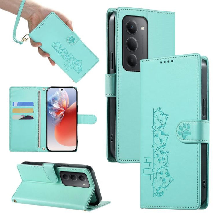 Funda para teléfono de piel vegana con cierre magnético y diseño de lindos gatos., For Redmi A7 Pro 171mm / Poco C85x 5G, For Redmi 15a 5G, For Redmi Note 15 Pro+ 5G 163.3mm / Poco M8 Pro 5G, For Redmi Note 15 4G / 5G Global 164mm / Poco M8 5G         ...