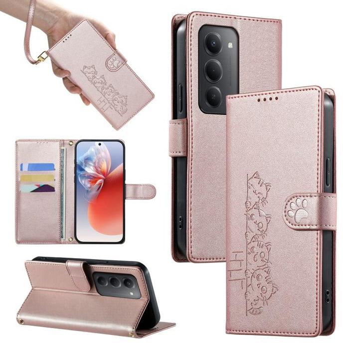 Funda para teléfono de piel vegana con cierre magnético y diseño de lindos gatos., For Redmi A7 Pro 171mm / Poco C85x 5G, For Redmi 15a 5G, For Redmi Note 15 Pro+ 5G 163.3mm / Poco M8 Pro 5G, For Redmi Note 15 4G / 5G Global 164mm / Poco M8 5G         ...