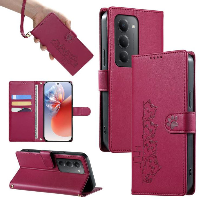 Funda para teléfono de piel vegana con cierre magnético y diseño de lindos gatos., For Redmi A7 Pro 171mm / Poco C85x 5G, For Redmi 15a 5G, For Redmi Note 15 Pro+ 5G 163.3mm / Poco M8 Pro 5G, For Redmi Note 15 4G / 5G Global 164mm / Poco M8 5G         ...