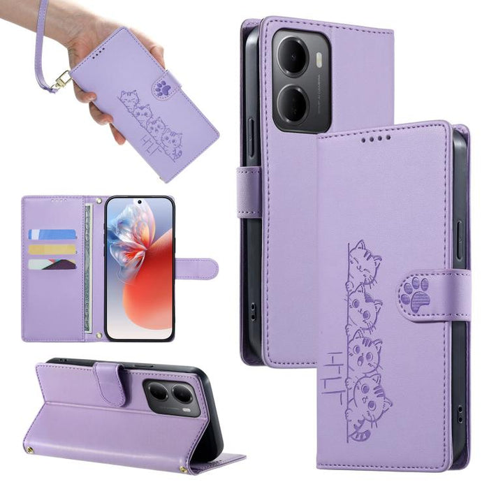 Funda para teléfono de piel vegana con cierre magnético y diseño de lindos gatos., For Redmi A7 Pro 171mm / Poco C85x 5G, For Redmi 15a 5G, For Redmi Note 15 Pro+ 5G 163.3mm / Poco M8 Pro 5G, For Redmi Note 15 4G / 5G Global 164mm / Poco M8 5G         ...