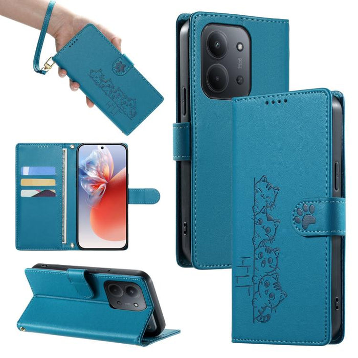 Funda para teléfono de piel vegana con cierre magnético y diseño de lindos gatos., For Redmi A7 Pro 171mm / Poco C85x 5G, For Redmi 15a 5G, For Redmi Note 15 Pro+ 5G 163.3mm / Poco M8 Pro 5G, For Redmi Note 15 4G / 5G Global 164mm / Poco M8 5G         ...