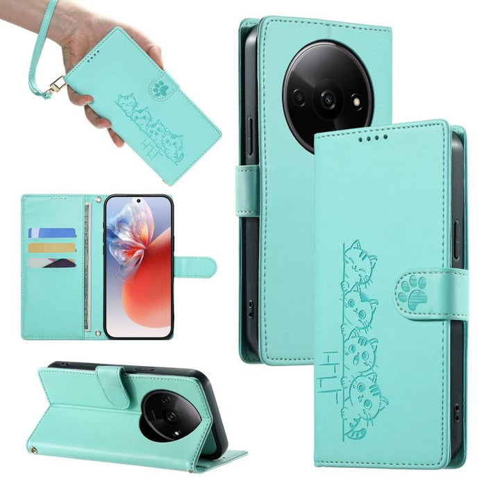 Funda para teléfono de piel vegana con cierre magnético y diseño de lindos gatos., For Redmi Note 14 Pro 5G / Note 14 Pro+ 5G, For Redmi K70 Ultra, For Redmi 13 / Note 13R / Poco M6 4G, For Redmi K70 / K70 Pro / Poco F6 Pro, For Redmi A3 / Xiaomi Poco ...