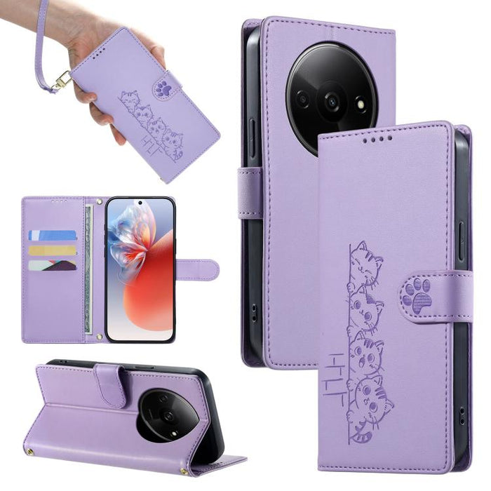 Funda para teléfono de piel vegana con cierre magnético y diseño de lindos gatos., For Redmi Note 14 Pro 5G / Note 14 Pro+ 5G, For Redmi K70 Ultra, For Redmi 13 / Note 13R / Poco M6 4G, For Redmi K70 / K70 Pro / Poco F6 Pro, For Redmi A3 / Xiaomi Poco ...