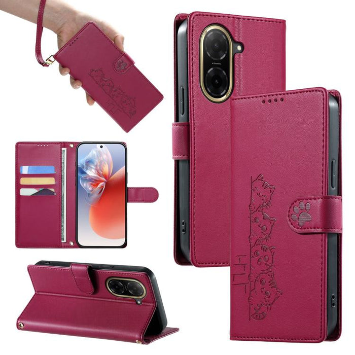 Funda para teléfono de piel vegana con cierre magnético y diseño de lindos gatos., For Redmi A7 Pro 171mm / Poco C85x 5G, For Redmi 15a 5G, For Redmi Note 15 Pro+ 5G 163.3mm / Poco M8 Pro 5G, For Redmi Note 15 4G / 5G Global 164mm / Poco M8 5G         ...