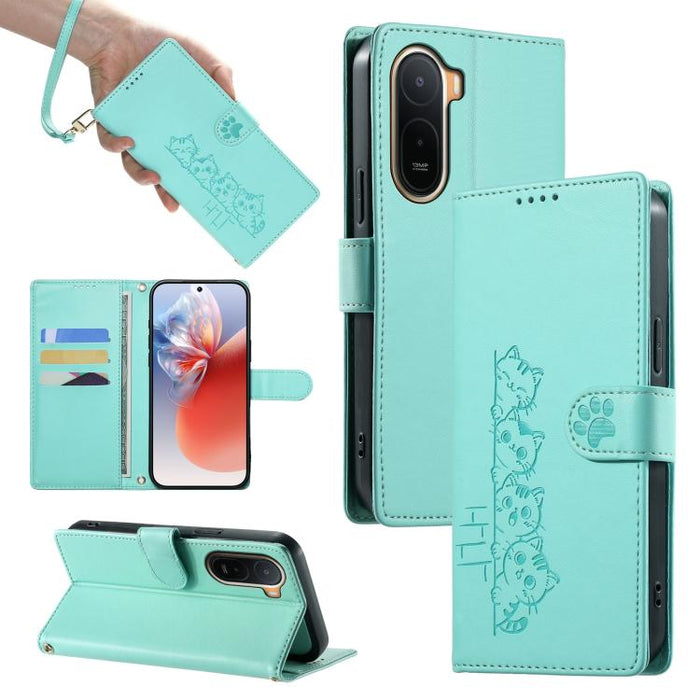 Funda para teléfono de piel vegana con cierre magnético y diseño de lindos gatos., For Redmi A7 Pro 171mm / Poco C85x 5G, For Redmi 15a 5G, For Redmi Note 15 Pro+ 5G 163.3mm / Poco M8 Pro 5G, For Redmi Note 15 4G / 5G Global 164mm / Poco M8 5G         ...