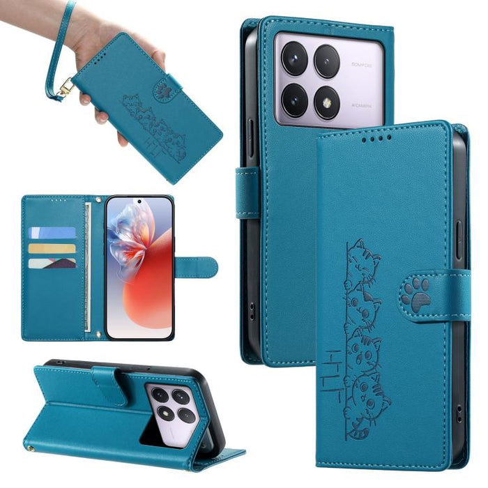 Funda para teléfono de piel vegana con cierre magnético y diseño de lindos gatos., For Redmi Note 14 Pro 5G / Note 14 Pro+ 5G, For Redmi K70 Ultra, For Redmi 13 / Note 13R / Poco M6 4G, For Redmi K70 / K70 Pro / Poco F6 Pro, For Redmi A3 / Xiaomi Poco ...