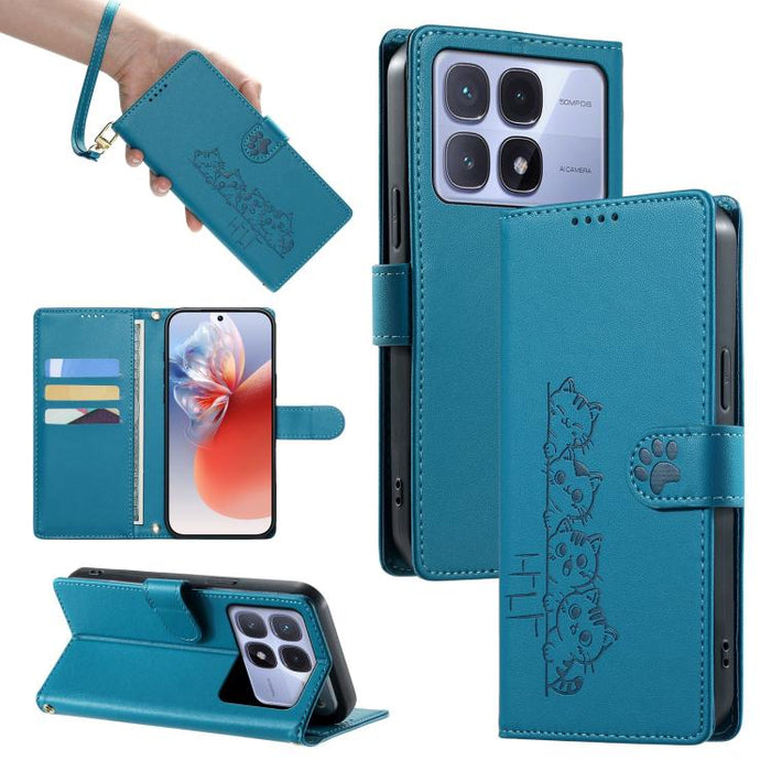 Funda para teléfono de piel vegana con cierre magnético y diseño de lindos gatos., For Redmi Note 14 Pro 5G / Note 14 Pro+ 5G, For Redmi K70 Ultra, For Redmi 13 / Note 13R / Poco M6 4G, For Redmi K70 / K70 Pro / Poco F6 Pro, For Redmi A3 / Xiaomi Poco ...