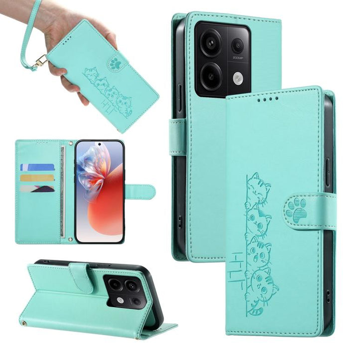 Funda para teléfono de piel vegana con cierre magnético y diseño de lindos gatos., For Redmi Note 14 Pro 5G / Note 14 Pro+ 5G, For Redmi K70 Ultra, For Redmi 13 / Note 13R / Poco M6 4G, For Redmi K70 / K70 Pro / Poco F6 Pro, For Redmi A3 / Xiaomi Poco ...