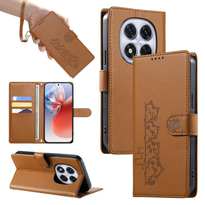 Funda para teléfono de piel vegana con cierre magnético y diseño de lindos gatos., For Redmi Note 14 Pro 5G / Note 14 Pro+ 5G, For Redmi K70 Ultra, For Redmi 13 / Note 13R / Poco M6 4G, For Redmi K70 / K70 Pro / Poco F6 Pro, For Redmi A3 / Xiaomi Poco ...