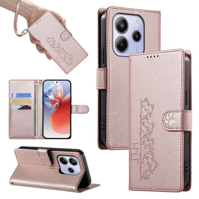 Funda para teléfono de piel vegana con cierre magnético y diseño de lindos gatos., For Redmi A7 Pro 171mm / Poco C85x 5G, For Redmi 15a 5G, For Redmi Note 15 Pro+ 5G 163.3mm / Poco M8 Pro 5G, For Redmi Note 15 4G / 5G Global 164mm / Poco M8 5G         ...