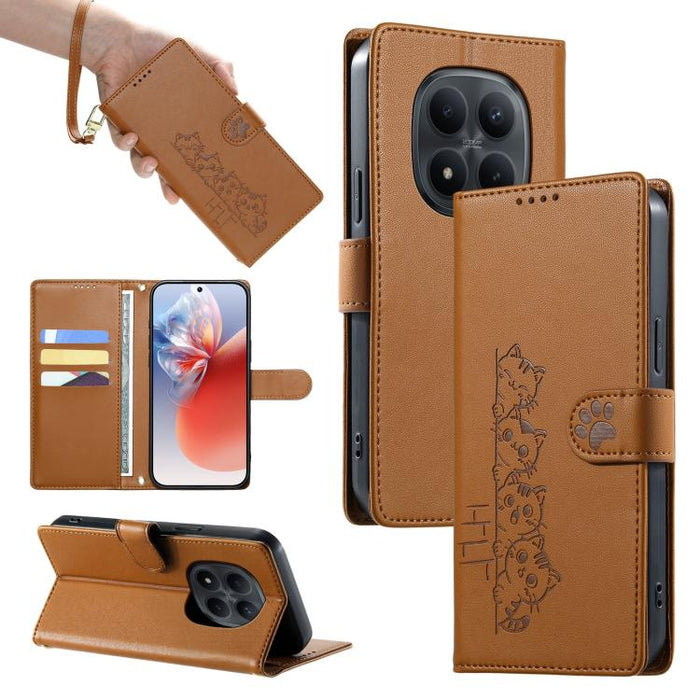 Funda para teléfono de piel vegana con cierre magnético y diseño de lindos gatos., For Redmi A7 Pro 171mm / Poco C85x 5G, For Redmi 15a 5G, For Redmi Note 15 Pro+ 5G 163.3mm / Poco M8 Pro 5G, For Redmi Note 15 4G / 5G Global 164mm / Poco M8 5G         ...