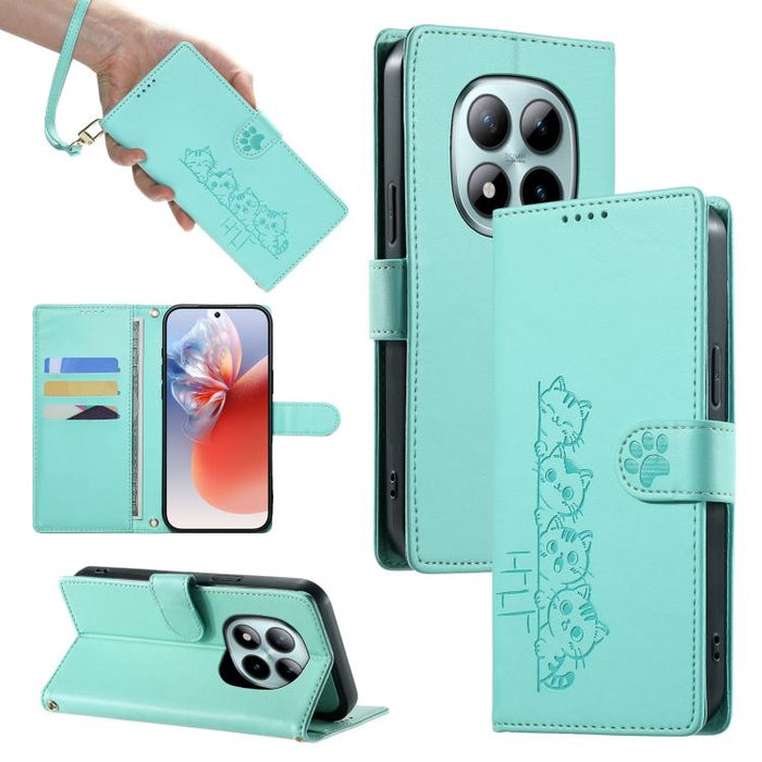 Funda para teléfono de piel vegana con cierre magnético y diseño de lindos gatos., For Redmi A7 Pro 171mm / Poco C85x 5G, For Redmi 15a 5G, For Redmi Note 15 Pro+ 5G 163.3mm / Poco M8 Pro 5G, For Redmi Note 15 4G / 5G Global 164mm / Poco M8 5G         ...