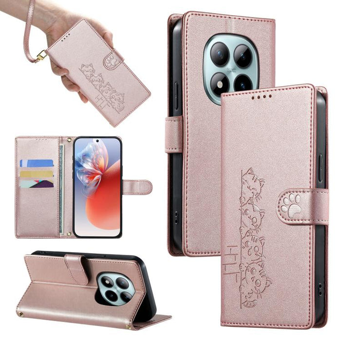 Funda para teléfono de piel vegana con cierre magnético y diseño de lindos gatos., For Redmi A7 Pro 171mm / Poco C85x 5G, For Redmi 15a 5G, For Redmi Note 15 Pro+ 5G 163.3mm / Poco M8 Pro 5G, For Redmi Note 15 4G / 5G Global 164mm / Poco M8 5G         ...
