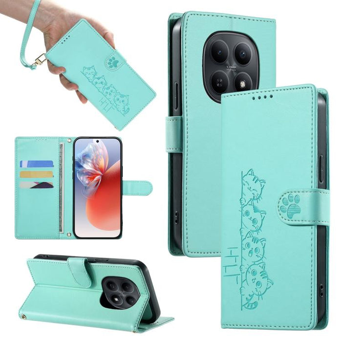 Funda para teléfono de piel vegana con cierre magnético y diseño de lindos gatos., For Redmi A7 Pro 171mm / Poco C85x 5G, For Redmi 15a 5G, For Redmi Note 15 Pro+ 5G 163.3mm / Poco M8 Pro 5G, For Redmi Note 15 4G / 5G Global 164mm / Poco M8 5G         ...
