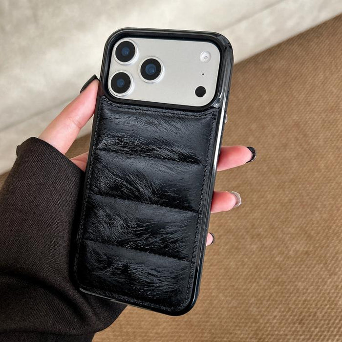Funda para teléfono de PU + TPU con relleno de algodón y plumón de eider de crin de caballo, For iPhone 17 Pro Max, For iPhone 17 Pro, For iPhone 17, For iPhone 16 Pro Max, For iPhone 16 Pro, For iPhone 16 Plus, For iPhone 16, For iPhone 15 Pro Max    ...