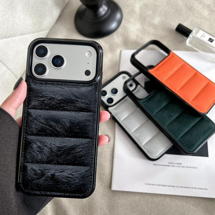 Funda para teléfono de PU + TPU con relleno de algodón y plumón de eider de crin de caballo, For iPhone 17 Pro Max, For iPhone 17 Pro, For iPhone 17, For iPhone 16 Pro Max, For iPhone 16 Pro, For iPhone 16 Plus, For iPhone 16, For iPhone 15 Pro Max    ...