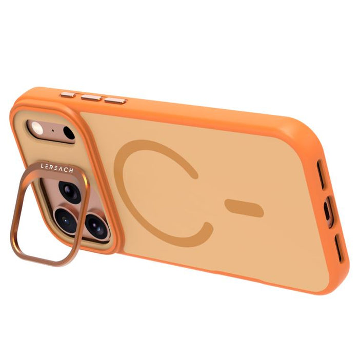 Funda magnética para teléfono LeReach Le-Luster Series con soporte y lente metálica, For iPhone 17 Pro Max, For iPhone 17 Pro