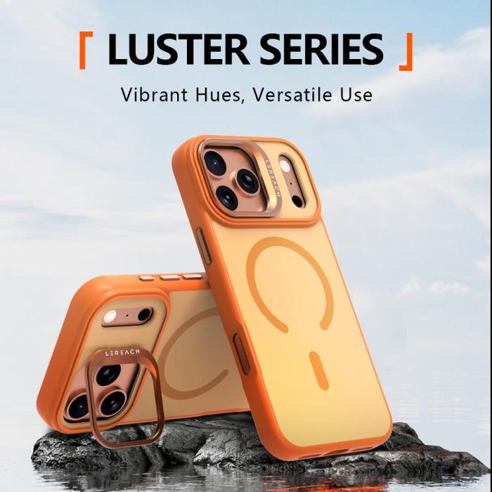 Funda magnética para teléfono LeReach Le-Luster Series con soporte y lente metálica, For iPhone 17 Pro Max, For iPhone 17 Pro