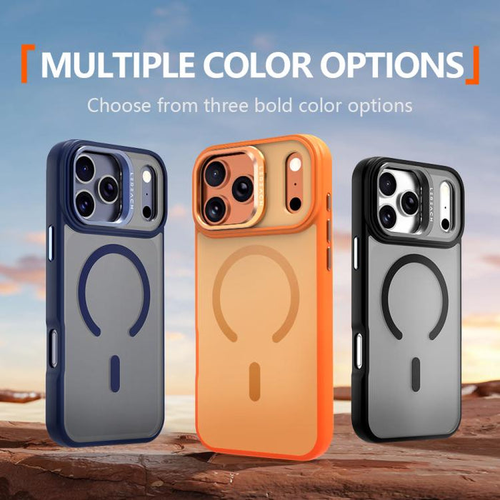 Funda magnética para teléfono LeReach Le-Luster Series con soporte y lente metálica, For iPhone 17 Pro Max, For iPhone 17 Pro