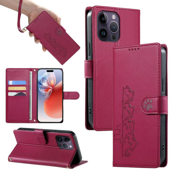 Funda para teléfono de piel vegana con cierre magnético y diseño de lindos gatos., For iPhone 14 Pro Max, For iPhone SE 2022 / SE 2020 / 8 / 7, For iPhone 13 Pro Max, For iPhone 13 Pro, For iPhone 13 mini, For iPhone 12 / 12 Pro, For iPhone 12 Pro Max ...