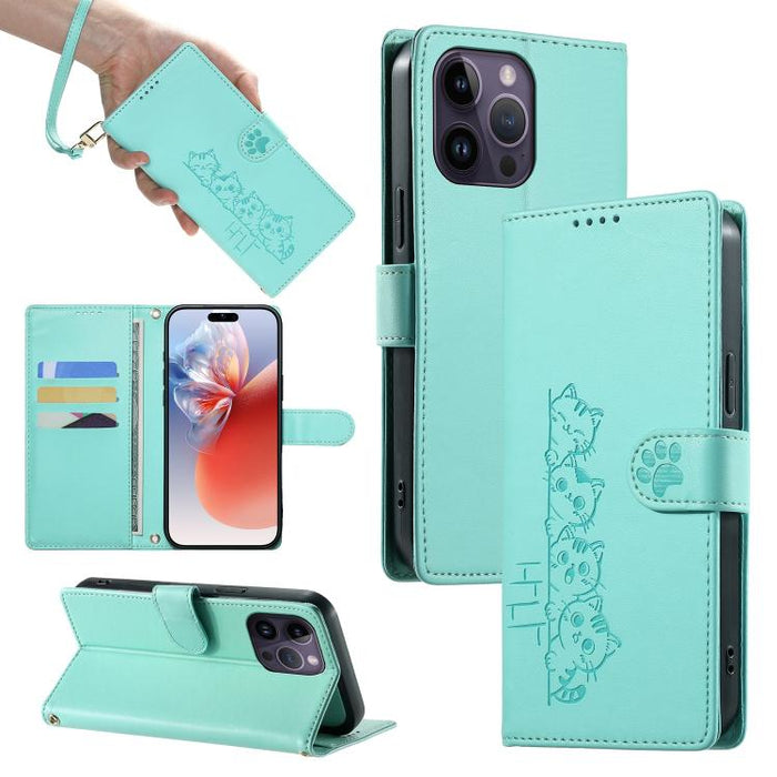 Funda para teléfono de piel vegana con cierre magnético y diseño de lindos gatos., For iPhone 14 Pro Max, For iPhone SE 2022 / SE 2020 / 8 / 7, For iPhone 13 Pro Max, For iPhone 13 Pro, For iPhone 13 mini, For iPhone 12 / 12 Pro, For iPhone 12 Pro Max ...