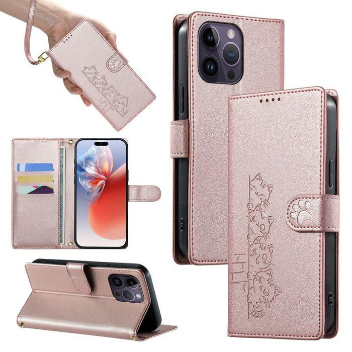 Funda para teléfono de piel vegana con cierre magnético y diseño de lindos gatos., For iPhone 14 Pro Max, For iPhone SE 2022 / SE 2020 / 8 / 7, For iPhone 13 Pro Max, For iPhone 13 Pro, For iPhone 13 mini, For iPhone 12 / 12 Pro, For iPhone 12 Pro Max ...