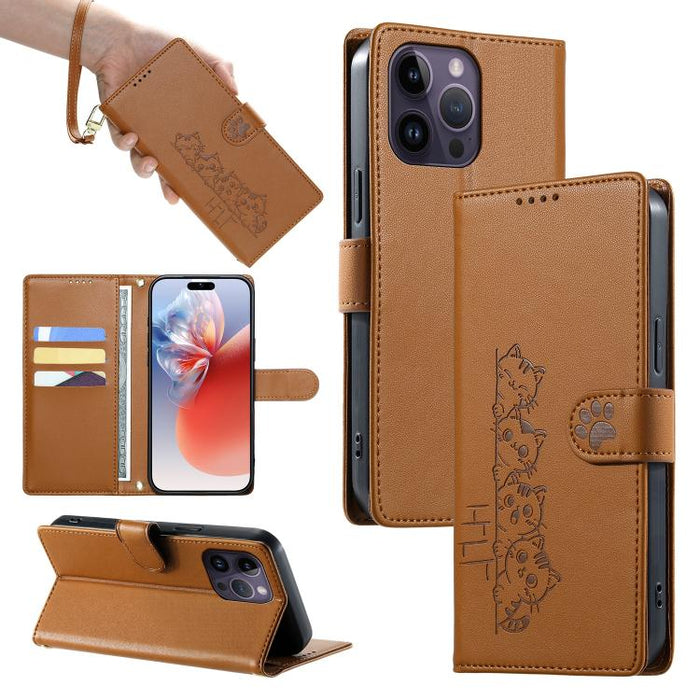 Funda para teléfono de piel vegana con cierre magnético y diseño de lindos gatos., For iPhone 14 Pro Max, For iPhone SE 2022 / SE 2020 / 8 / 7, For iPhone 13 Pro Max, For iPhone 13 Pro, For iPhone 13 mini, For iPhone 12 / 12 Pro, For iPhone 12 Pro Max ...