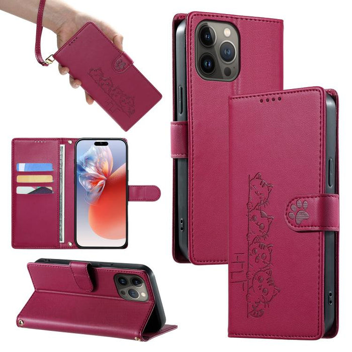 Funda para teléfono de piel vegana con cierre magnético y diseño de lindos gatos., For iPhone 14 Pro Max, For iPhone SE 2022 / SE 2020 / 8 / 7, For iPhone 13 Pro Max, For iPhone 13 Pro, For iPhone 13 mini, For iPhone 12 / 12 Pro, For iPhone 12 Pro Max ...